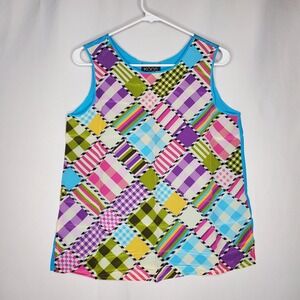 Koos of Course 100% Silk Patchwork Sleeveless Tank Top Multi Color Small